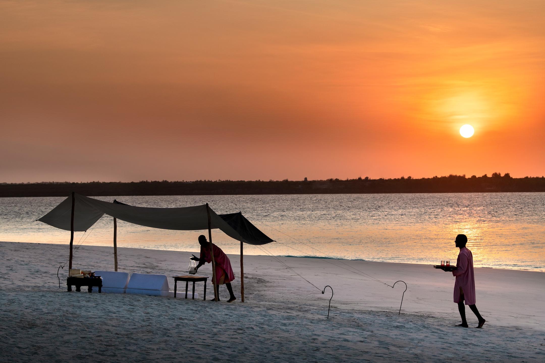 Private Mnemba Island beach setting in Zanzibar